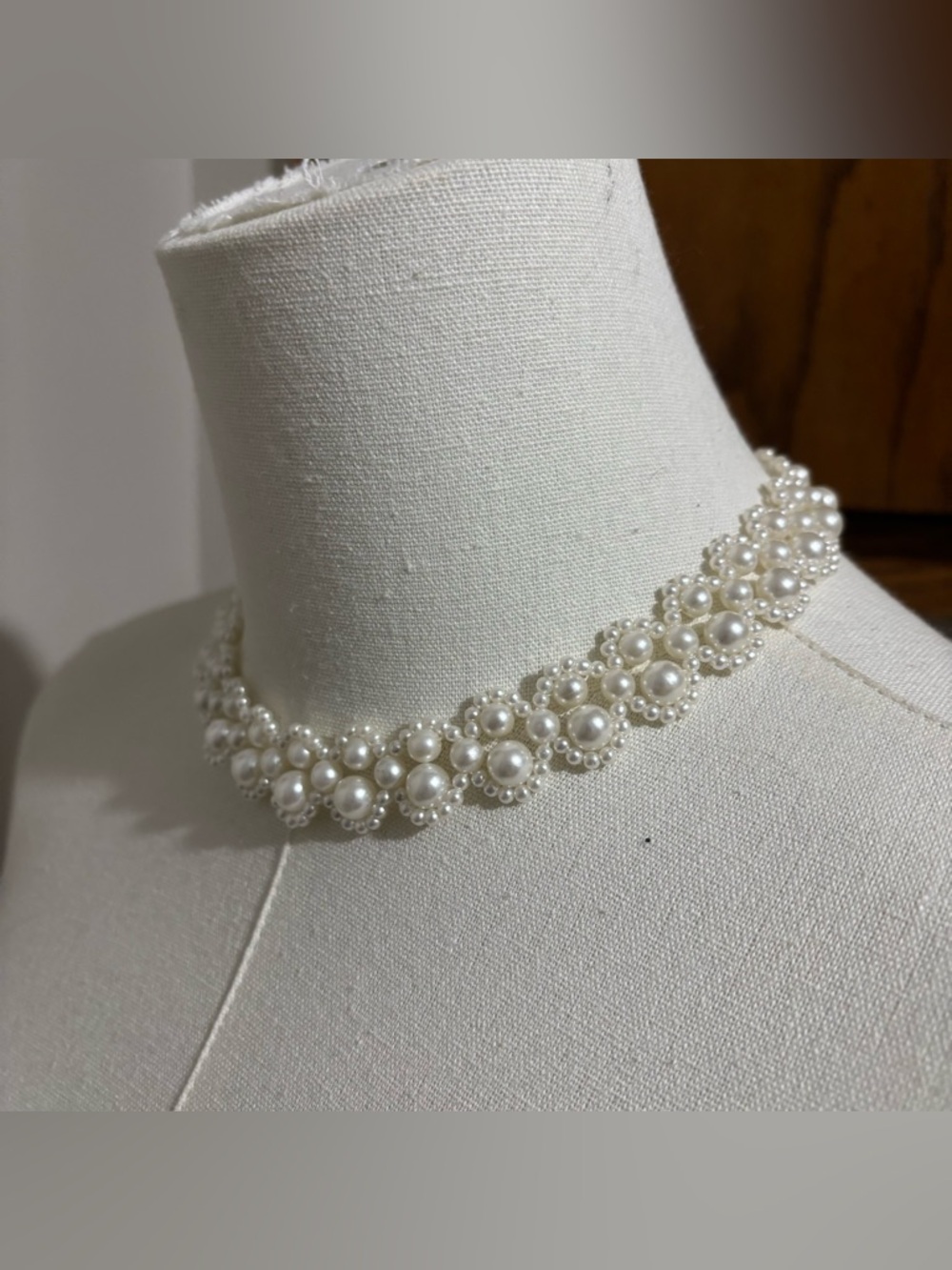 Vintage Pearl Cluster Choker Necklace Ivory Y2K Victorian Faux Pearl - Picture 2 of 4